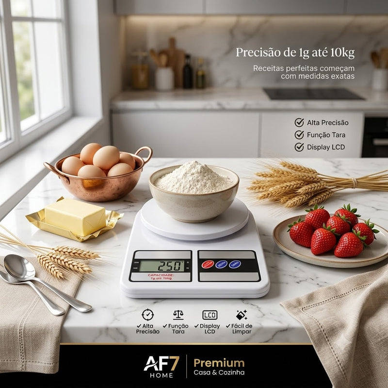 Balança Digital de Cozinha 10kg Alta Precisão 1g LCD para Receitas e Dieta