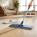 Kit Mop Flat Mãos Livres com Balde Raspador e 9 Refis para Limpeza Seca e Molhada