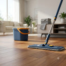 Kit Mop Flat Mãos Livres com Balde Raspador e 9 Refis para Limpeza Seca e Molhada