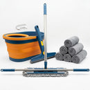 Kit Mop Flat Mãos Livres com Balde Raspador e 9 Refis para Limpeza Seca e Molhada