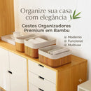 Kit 3 Cestos de Bambu Multiuso com Forro Lavável - Bambli©