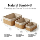 Kit 3 Cestos de Bambu Multiuso com Forro Lavável - Bambli©